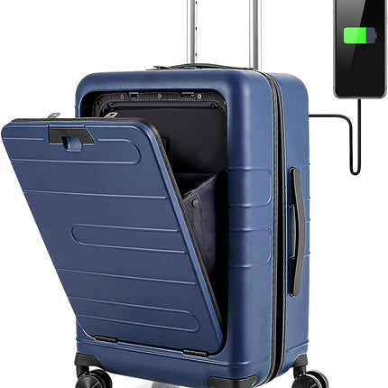 Goplus Carry On Luggage, 20 Inch PC Hardside Suitcase with Front Pocket