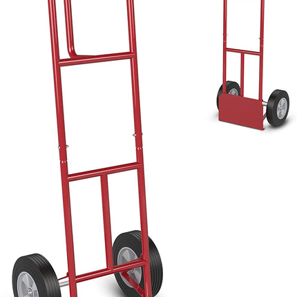 Goplus P-Handle Hand Truck, High Back Sack Barrow with 10" Wheels, Built-in Double Bearings and Foldable Load Plate
