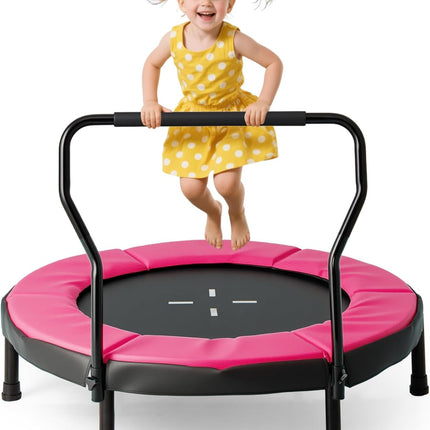 Goplus 40" Indoor/Outdoor Fitness Trampoline with Foam Handlebar & Safety Pad