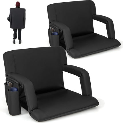 Goplus Stadium Seating for Bleachers ( 1 Side Pocket & Cup Holder )