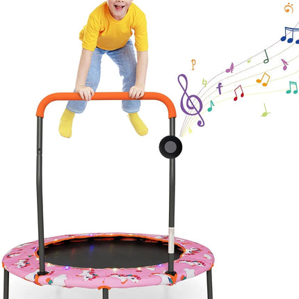 Goplus 36" Trampoline for Kids, Mini Toddler Trampoline with LED Lights, Bluetooth Speaker