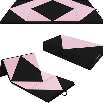 Goplus 8' x 4' x 2" Folding Tumbling Mat with Carry Handles, Hook & Loop Fasteners