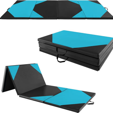 Goplus Folding Gymnastics Mat, 10’ x 4’ x 2’’ Thick Tumbling Mats with PU Leather, Hook & Loop Fasteners