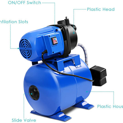 Shallow Well Pump 1.6HP Pressure Tank 1000GPH Jet Pump - GoplusUS