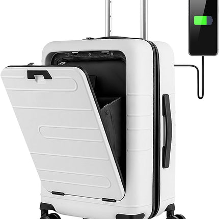 Goplus Carry On Luggage, 20 Inch PC Hardside Suitcase with Front Pocket