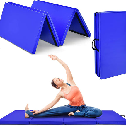 Goplus 8' x 4' Folding Gymnastics Mat, 2" Thick 4 Fold Exercise Tumbling Mat with Carrying Handles for Home Gym Fitness
