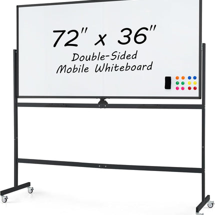 Goplus 72" x 36" Rolling Whiteboard with Stand and Aluminum Alloy Frame