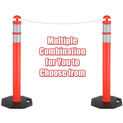 45" Delineator Post Cone, 6 Pack Traffic Cone Safety Barrier with 4" Reflective Collars - GoplusUS