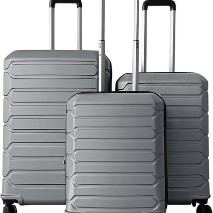 Goplus 3 Piece Cross Stripe Luggage Set with 360° Spinner Wheels & Telescope Handles