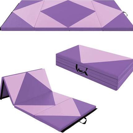 Goplus 8' x 4' x 2" Folding Tumbling Mat with Carry Handles, Hook & Loop Fasteners