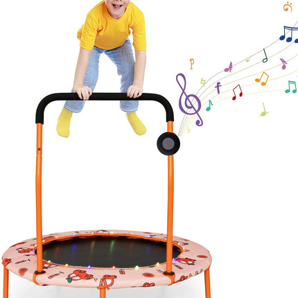 Goplus 36" Trampoline for Kids, Mini Toddler Trampoline with LED Lights, Bluetooth Speaker