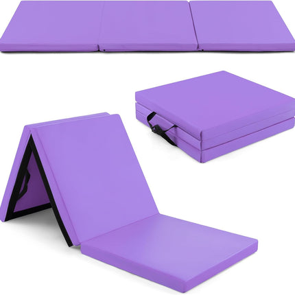 Goplus 6’ x 2’ x 2’’ Thick Tri-Fold Exercise Tumbling Mat w/Carrying Handles