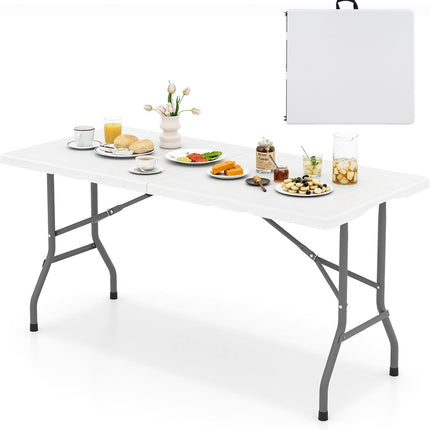 Goplus 5ft Plastic Folding Table w/Handle for Picnic Camping Dining