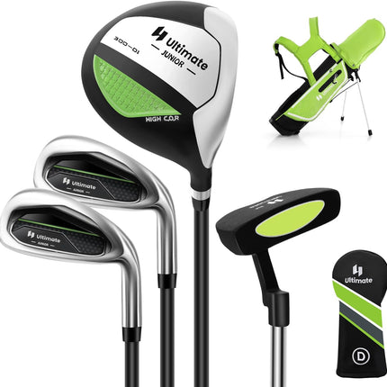 Goplus Junior Complete Golf Club Set for Kids, Right Hand Golf Clubs with Stand Bag, Rain Hood