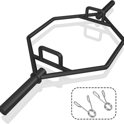 56" Olympic Hex Bar, Foldable Barbell Trap Bar with Knurled Handles - GoplusUS