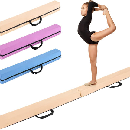 Goplus 7 FT Folding Balance Beam, Foam Floor Gymnastic Beam w/Removable Suede Cover, Non-Slip Bottom