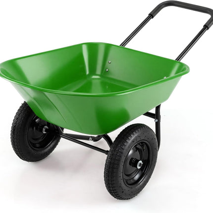Goplus Dual Wheel Wheelbarrow, Heavy Duty Garden Cart, 330 lbs Capacity Utility Cart