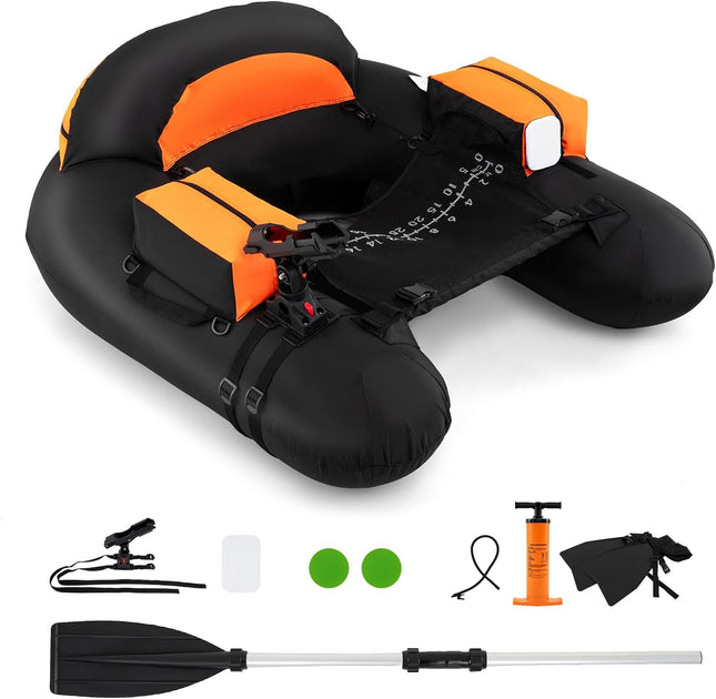 Goplus Inflatable Float Tube With Rod Holder | 350LBS Load Capacity