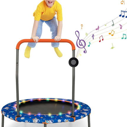 Goplus 36" Trampoline for Kids, Mini Toddler Trampoline with LED Lights, Bluetooth Speaker