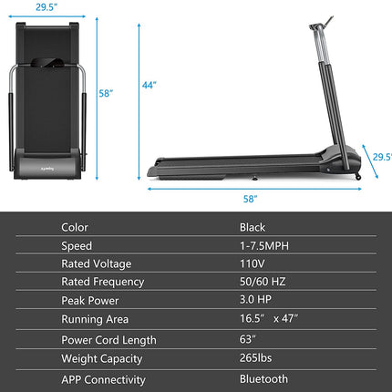 3.0HP Folding Treadmill, Foldable Superfit Treadmill - GoplusUS