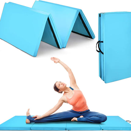 Goplus 8' x 4' Folding Gymnastics Mat, 2" Thick 4 Fold Exercise Tumbling Mat with Carrying Handles for Home Gym Fitness