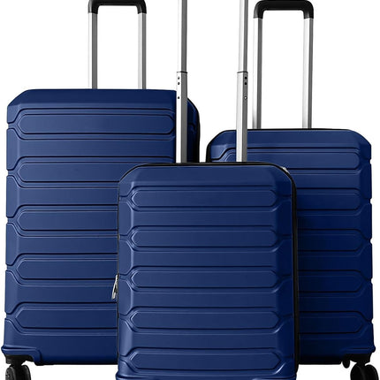 Goplus 3 Piece Cross Stripe Luggage Set with 360° Spinner Wheels & Telescope Handles