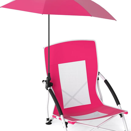 Goplus 330lbs Folding Backpack Chairs for Adults with Adjustable Parasol