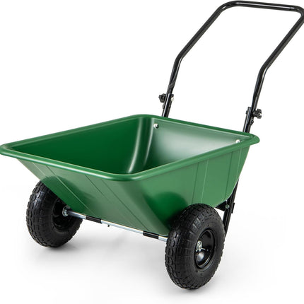 Goplus Dual-Wheel Wheelbarrow, Heavy-Duty Garden Utility Cart w/Pneumatic Tires, 330LBS Capacity