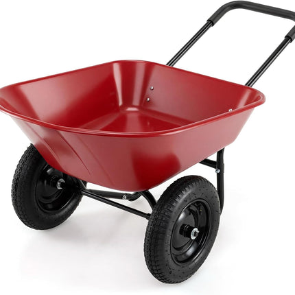 Goplus Dual Wheel Wheelbarrow, Heavy Duty Garden Cart, 330 lbs Capacity Utility Cart