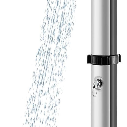 Goplus 10 Gallon Solar Heated Outdoor Shower, 7.2 FT Freestanding Garden Pool Shower with Rotating Shower Head