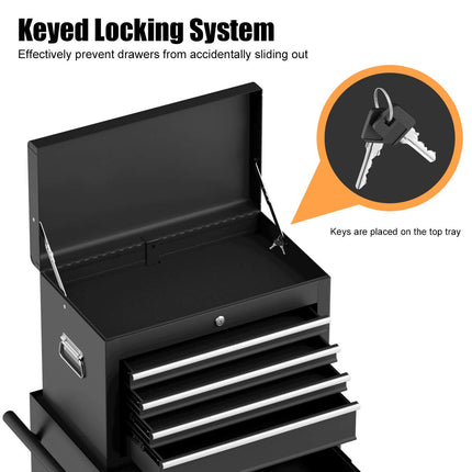 6-Drawer Rolling Tool Chest Removable Tool Storage Cabinet with Sliding Drawers - GoplusUS