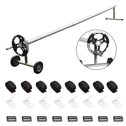 18FT Pool Cover Reel Set, Aluminum Pool Solar Cover Reel - GoplusUS
