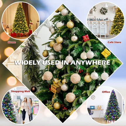 Goplus 8FT Pre-Lit Artificial Christmas Tree, Hinged Realistic Snowy Xmas Pine Tree W/ 780 Color Changing LED Lights, 11 Flash Modes - GoplusUS