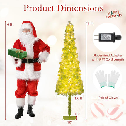 Goplus Pre-Lit Whimsical Christmas Tree Bendable Grinchs Xmas Tree for Home Decoration