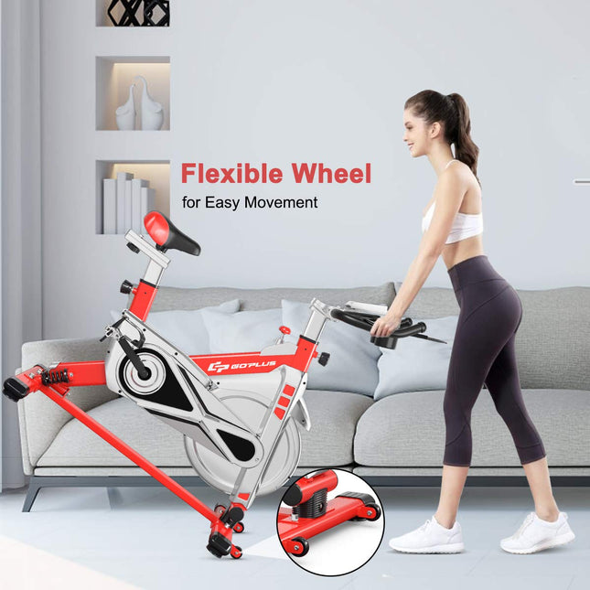 Adjustable Exercise Bike, Stationary Silent Bicycle with Dual-Spring Shock Absorption - GoplusUS