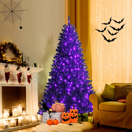 Goplus Halloween Tree, Hinged Artificial Christmas Tree Metal Stand, Perfect Halloween Decoration for Holiday Festival Parties - GoplusUS