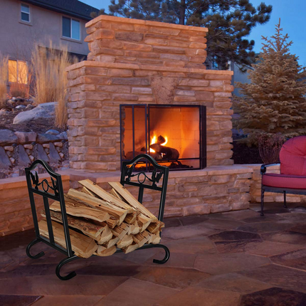 Goplus Foldable Firewood Log Rack, Wrought Iron Firewood Storage Carrier - GoplusUS