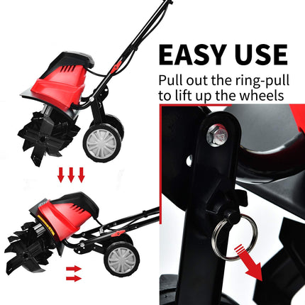 13.5 Amp Corded Electric Tiller and Cultivator, 17-Inch Tiller with 9' Tilling Depth - GoplusUS