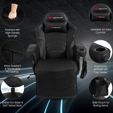 Massage Gaming Chair, Racing Style Gaming Recliner - GoplusUS