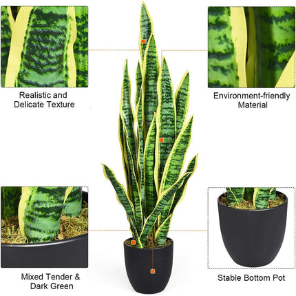 Artificial Snake Plant, 36" Fake Sansevieria - GoplusUS