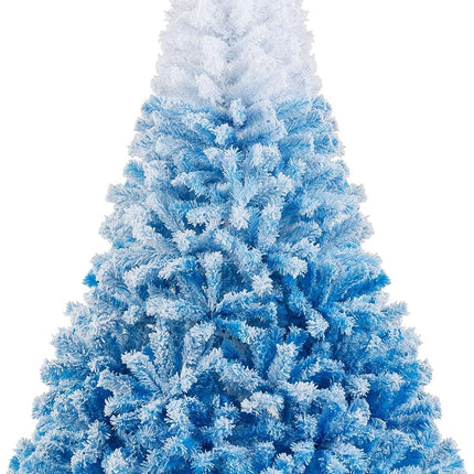 Goplus Artificial Unlit Hinged Xmas Full Tree with Lush Branch Tips Snow Flocked Christmas Tree