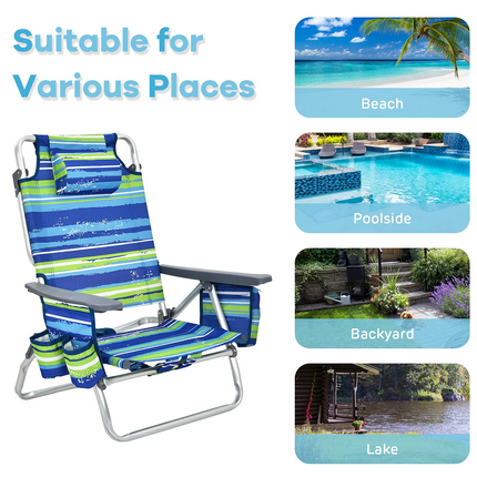 Goplus Backpack Beach Chairs, 2 Pcs Portable Camping Chairs with Cool Bag and Cup Holder (Without Side Table) - GoplusUS
