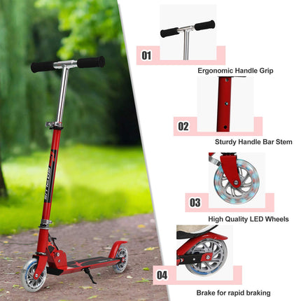Folding Kick Scooter for Kids, 2 Flash Wheels Deluxe Aluminum - GoplusUS