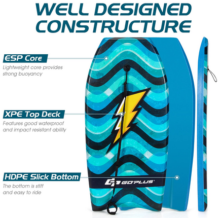 Goplus Super Lightweight Bodyboard, 37-41'' Body Board with EPS Core, XPE Deck - GoplusUS