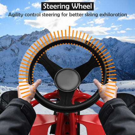 Ski Sled Slider Board with Steering Wheel - Goplus