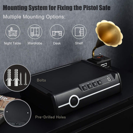 Gun Safe for 2 Pistols, DOJ Approved Pistol Safe - GoplusUS