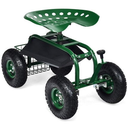 Garden Cart Gardening Workseat w/Wheels, Patio Wagon Scooter for Planting - GoplusUS