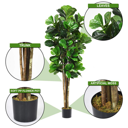 Goplus Fake Fiddle Leaf Fig Tree Artificial Greenery Plants - GoplusUS