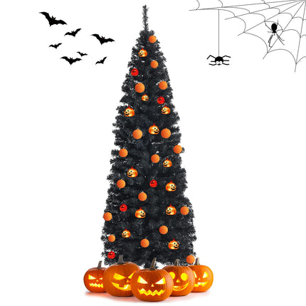 6ft Blue Pencil Christmas Tree, Artificial Slim Tree - GoplusUS