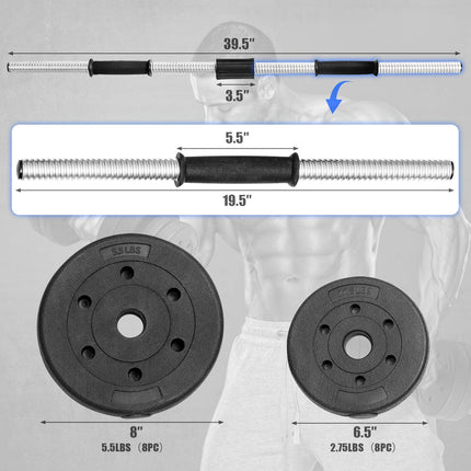 Adjustable Dumbbell Barbell Weight Pair 66 lbs - GoplusUS